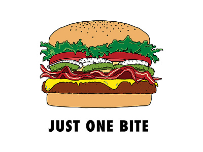 Just One Bite burger fastfood illustration