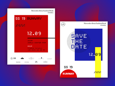 St. Nian Runway Invitation Card blue card design invitation card mbfw primary colors red save the date sketch app