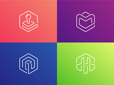 Hexagonal Line Icon Set