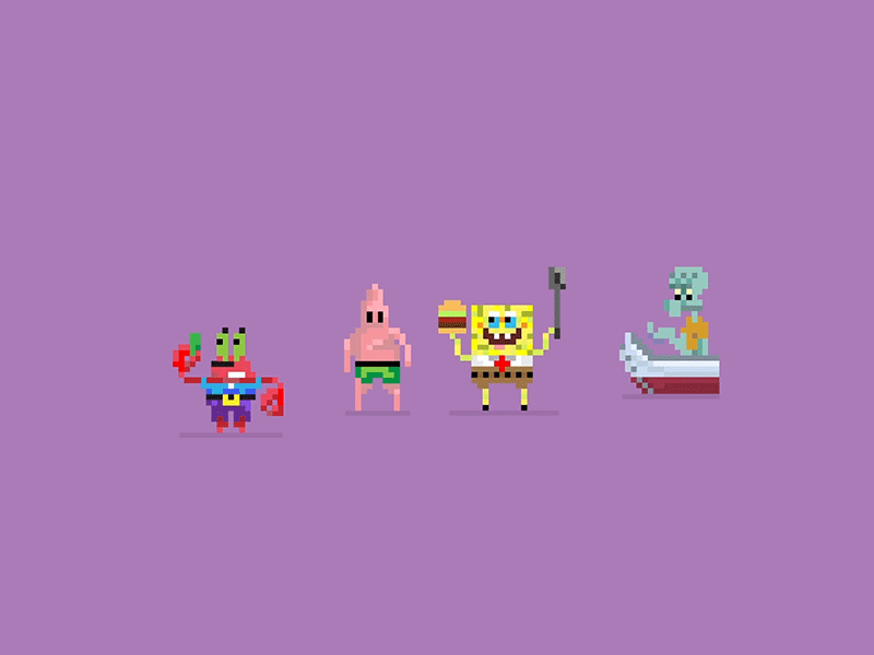 My Heroes in 8 Bit Spongebob.