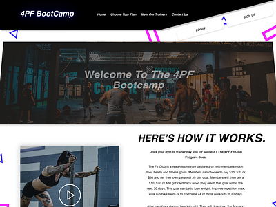 4PF BootCamp Concept Site branding clean design fitness ui ux