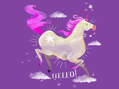 hello unicorn hello illustration unicorn