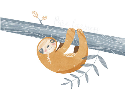 pure laziness art design illustration lazy nature print simple sloth