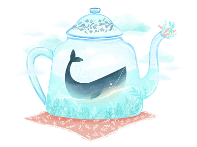 Whale art design digitalart digitalpainting illustration illustrator pot teapot whale