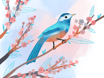 Little bird art design dream illustration print