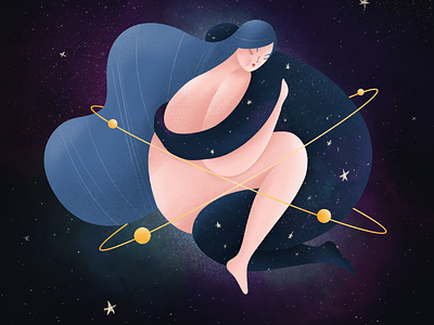 My universe design femme illustration print procreate selfconfident stars universe woman