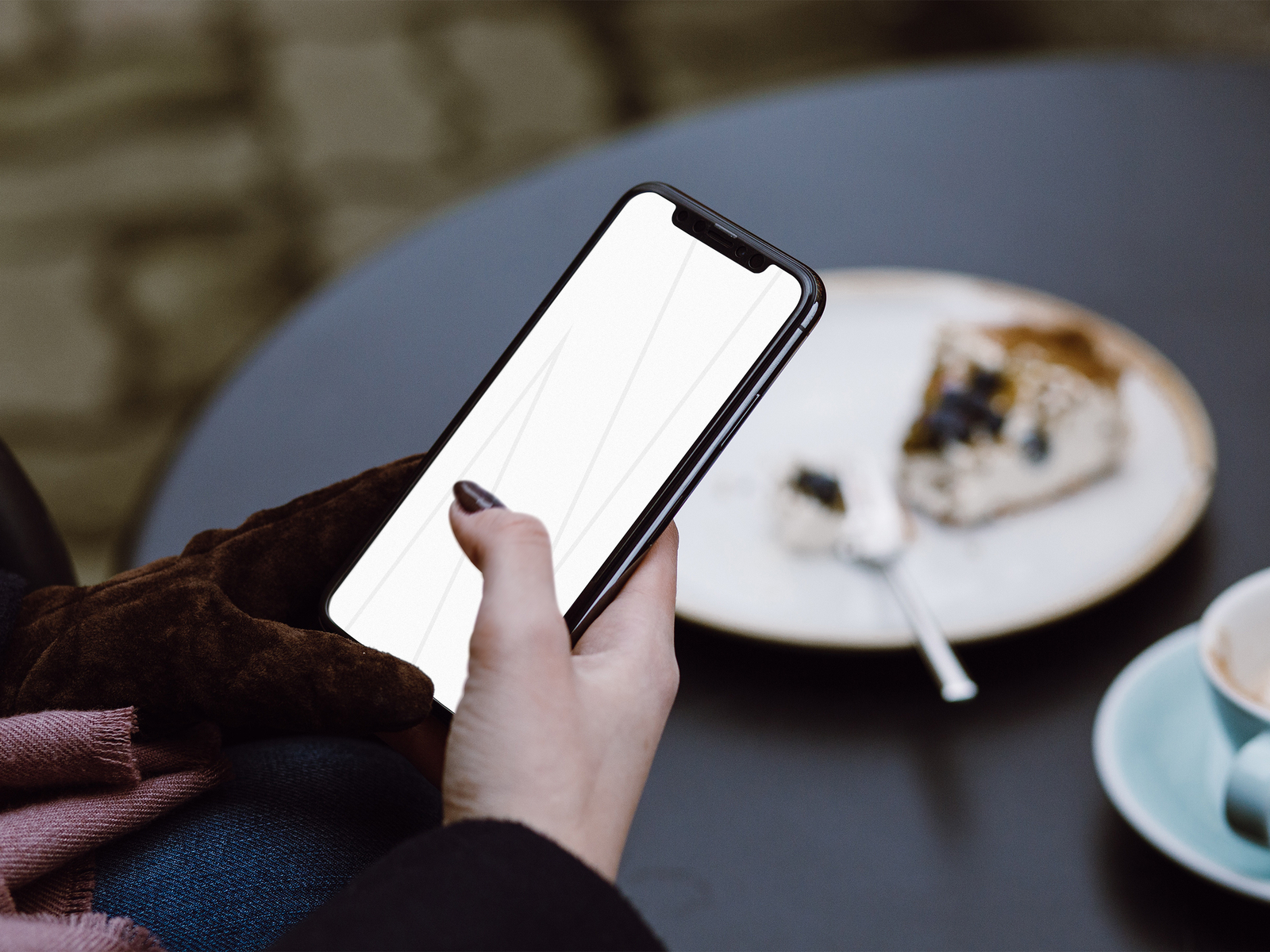 Download Freebie! Woman at Cafe iPhone X Mockup by Daniel Botev on ...