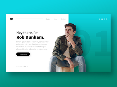 Podcast Host Landing Page adobexd blue celebrity dailyui design gradient homepage landing page overlapping podcast portfolio site ui design uiux webpage website