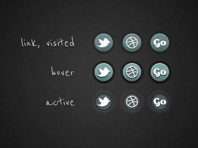 Social icons 100likesandmore active button design hover icons social ui web design