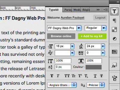 Typekit Photoshop Extension