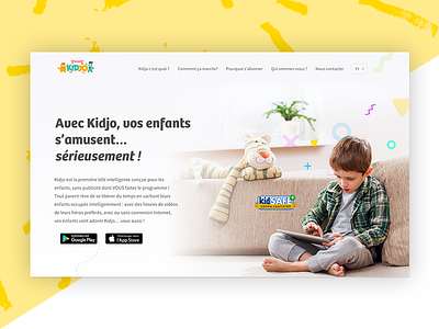 Kidjo app website redesign app art direction colors design kid landing ui user interface website