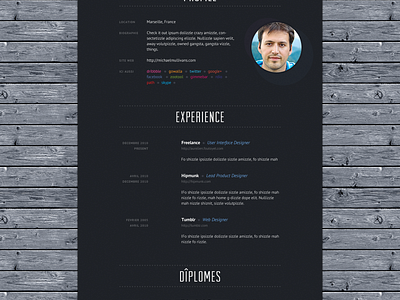 CV design by Aurélien Foutoyet on Dribbble