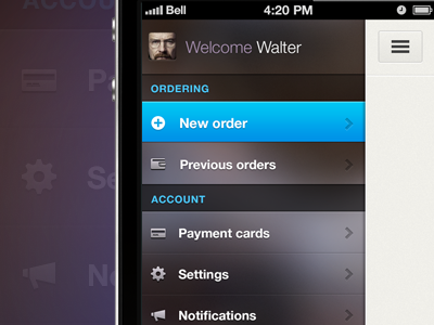 Slide-out navigation UI for iOS