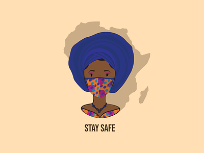 Stay Safe Africa africa african african woman covid covid19 illustration mask safety socialdistancing stay safe