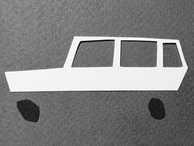 Old Car bw car illustration papercut