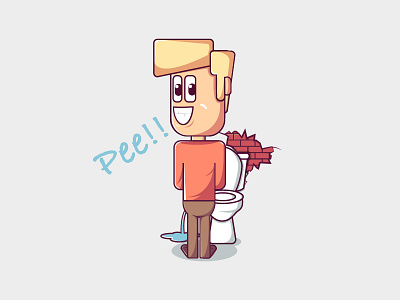 Boy pee vector fun art