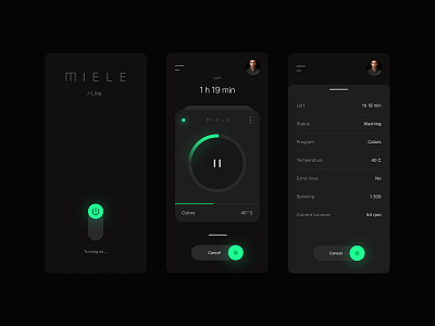 Miele i-Line. Washing machine concept app app concept design figma mobile