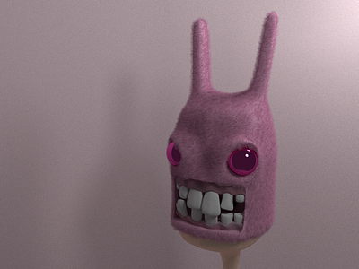 Kralik 3d 3dillustration blender bunny character concept furry hairy head head portrait pink rabbit smile teeth