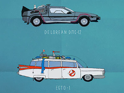 Movie Cars Fan Poster batmobile delorean ecto 1