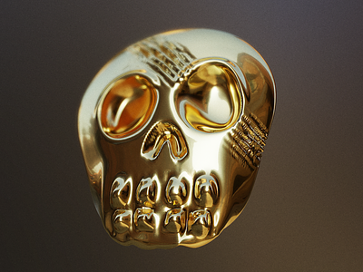 My first 3D model (Golden skull) 3d gold model new skull