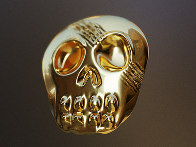 My first 3D model (Golden skull)