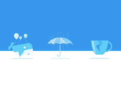 Fail illustrations blue broken coffee fail rain umbrella whale wix