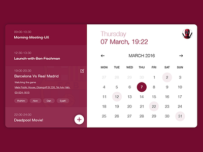 Calendar app application calendar clean date flat simple widget minimal reminder to do ui user interface ux