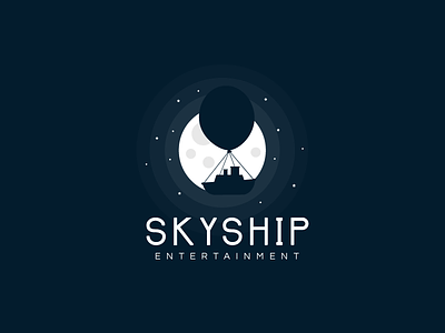 SKYSHIP blue circle dark light logo moon sail ship sky
