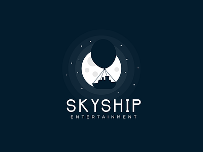 SKYSHIP blue circle dark light logo moon sail ship sky