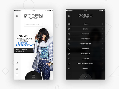 Forum Gdańsk APP - Menu