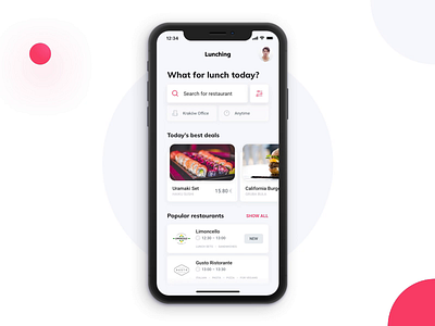 Lunching App – interactions android animated animation app app design delivery food interaction ios lunch mobile motion order pizza principle process prototype ui ui ux ux