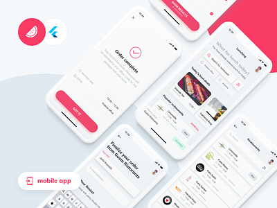 Lunching meets Flutter – mobile app android app delivery design flutter food ios lunch minimal minimal app mobile mobile app mobile design product design red ui uiux uiuxdesign ux