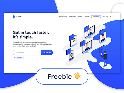 🔵 Eclipse / Landing Page / Concept app / Freebie 💌 adobe xd design design thinking eclipse illustration isometric landing page mockup ui ux