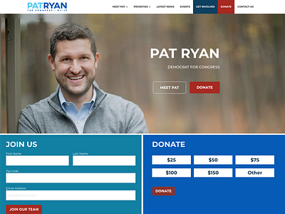 Pat Ryan Website Design tech for campaigns website design