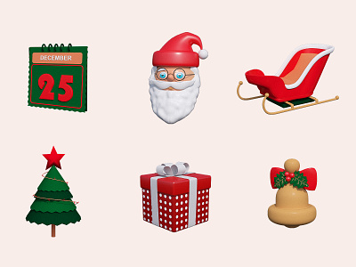 3D Christmas icon set
