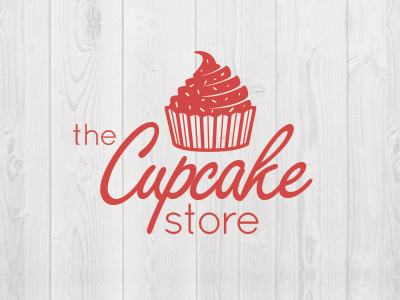 The Cupcake Store cupcake illustration logo script