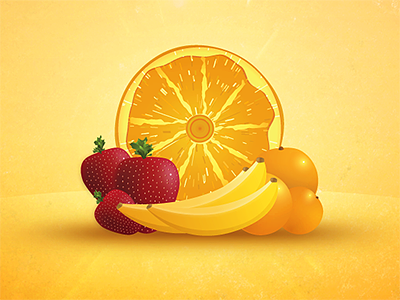 Fresh Fruit bananas fruit iconography illustration oranges strawberries vector