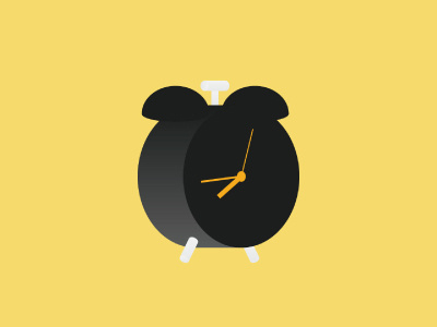 An alarm clock black color colour graphic design illustration yellow