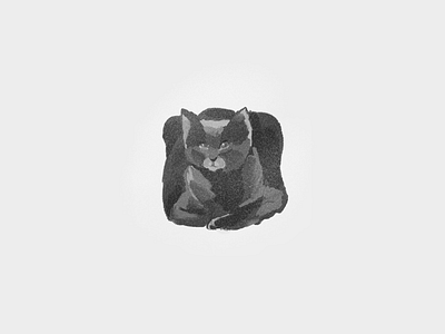 My little(Huge) square cat cat graphic grey illustration simple square