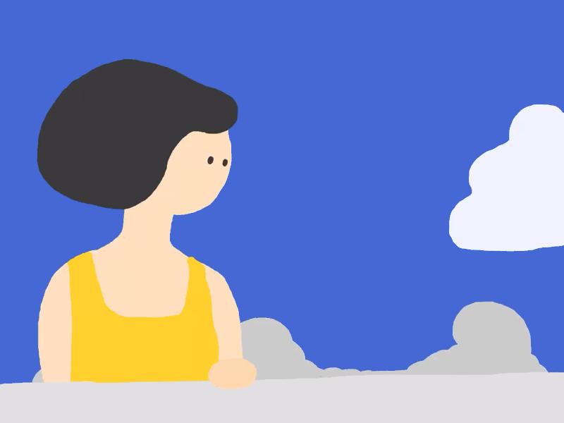 Cloud flowing animation blue color drawing gif girl graphic illustration white yellow