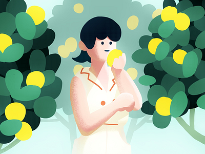 Lemon tree character color design graphic green illustration lemon plant tree