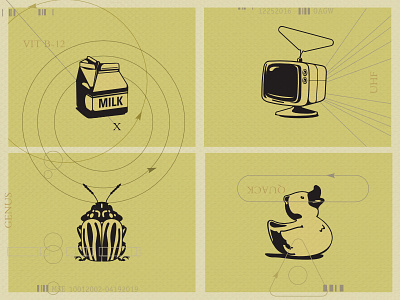 Self-promo Illustrations beetle duck illustrations milk television vector art