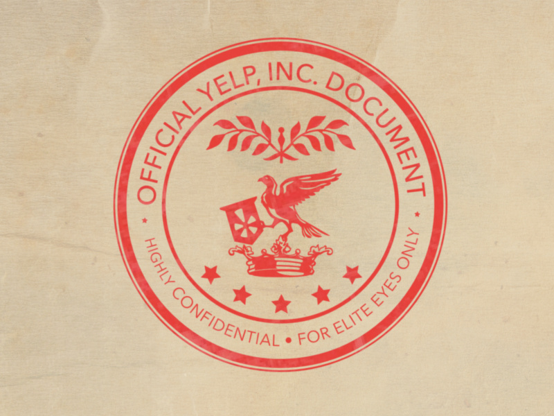 Yelp Confidential Stamp stamp seal crown bird illustration iconography icon yelp