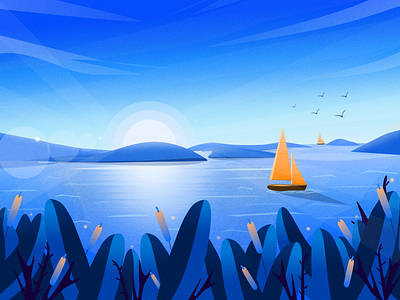 Calm sea blue illustration sea