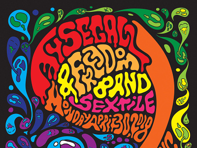 Ty Segall & Freedom Band w/ Sextile concert poster illustration music poster poster art poster design psychedelia psychedelic punk rock and roll rock poster ty segall vector