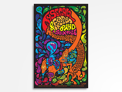 Ty Segall & Freedom Band w/ Sextile concert poster gig poster illustration music poster poster art poster design psychadelic psychedelia psychedelic punk rock rock and roll rock poster ty segall vector