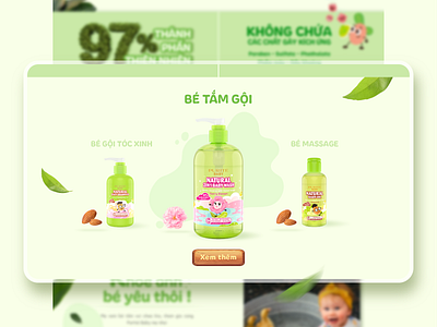 Interface Products | Website Purité Baby bottle cherry blossom concept desktop green illustration ingredient interface kid leaf liquid natural shower ui ux wash web design website