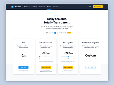 SaaS Pricing Page data dataddo desktop payment plan pricing pricing plan product recurring saas uxui web app webdesign website