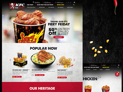 KFC India website animation design agency human computer interaction interaction design kfc india kfc india website ui uiux ux web design website concept website design kfc