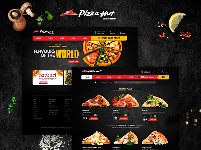 Pizza Hut Website interaction design pizza hut redesign pizza hut website ui ux design website concept website design